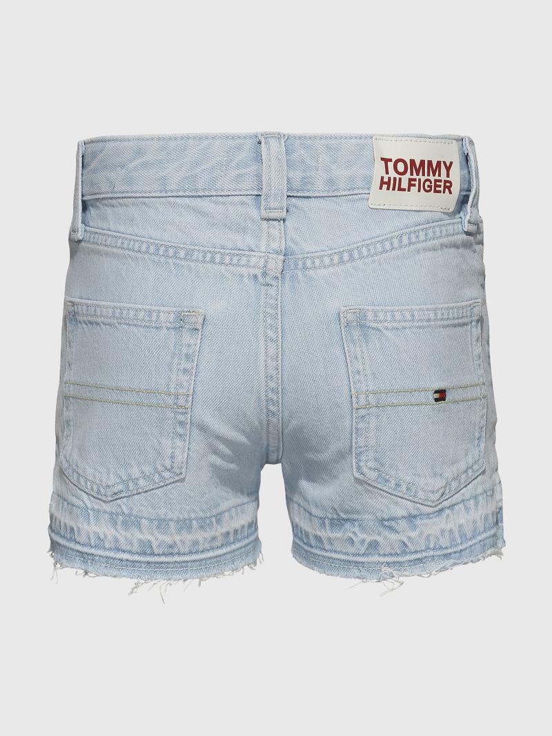 Lány Tommy Hilfiger Frayed Bleach Wash Rövidnadrág Kék | HU 1842HAP